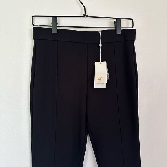 Tory Burch Ponte Flare Cropped Length Pant with Gold Tone Raised Logo Buttons - Picture 5 of 14